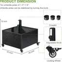 BAYN Heavy-Duty Metal Umbrella Base Stand with Wheels, 150lb Capacity Portable Fillable Planter for Patio, Outdoor, Garden, Poolside, Yard & Lawn