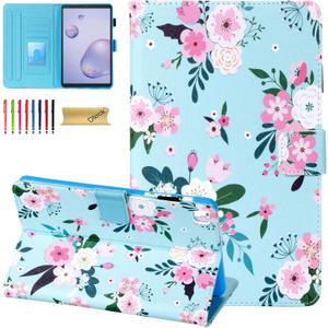 Dteck Case for Samsung Galaxy Tab A 8.4 2020 Model SM-T307/T307U, Slim Folio Stand Premium PU Leather Magnetic Case with Wallet Card Holders Protective Cover, Fresh Flower