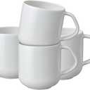 Classic White Coffee Mug Set of 6 - Large 13.5oz Simple Porcelain Tea Mug Set For Office & Home - Dishwasher Safe, Microwave Safe - Ceramic Cups