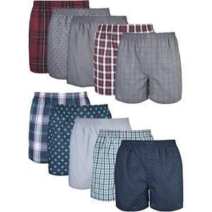 Gildan Men's Underwear Boxers, Multipack (Large, Mixed Red/Blue Assorted) 10 pieces