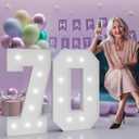 3FT Light Up Numbers 70, 70th Birthday Decorations for Women Men Her Him, Marquee Numbers 3 Feet Tall Light Up Sign for Birthday Party Anniversary Decorations