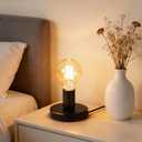 2Pcs Vintage Table Lamp Base Only, Metal Industrial E26/E27 Plug in Screw Light Bulb Socket with 5.6Feet Cord On/Off Switch Plug, Small Edison Desk Lamps Holder for Home Lighting Decor(Black)