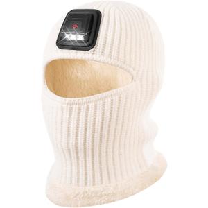 Kids Balaclava Knitted Warmer Windproof Hat Full Ski Face Mask Winter Warm Skull Cap with Light Boys Girls