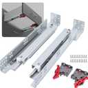 LONTAN Undermount Soft Close Drawer Slides 15 Inch Hidden Bottom Mount Full Extension Cabinet Rails with Rear mounting Bracket and Locking Devices 1 Pair Concealed Drawer Runners 100lb Load Capacity