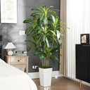 Dracaena Plant Artificial Tree 6Ft Tall Fake Tropical Floor Plants Potted (Real Touch) Artificial Silk Tree Leaf Faux Trees White Tall Planter for Home Office Living Room Indoor Outdoor Decor
