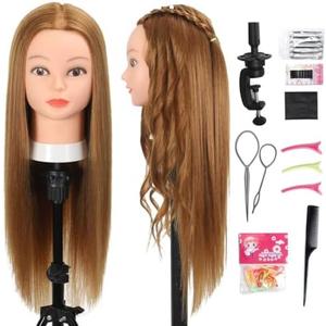 Opini Mannequin Head with 80% Human Hair - Straight, 26"-28" Doll Head for Cosmetology & Hairdresser (#27 Light Brown)