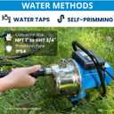 FOTING 1.6HP Shallow Well Pump, 1600GPH Jet Pumps Garden Pump, Water Transfer Draining Irrigation Pumps, Water Booster Jet Pump Stainless Steel for Home Garden Lawn Farm