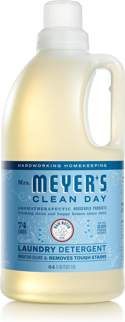 MRS. MEYER'S CLEAN DAY Laundry Detergent, Rain Water Scent, 64 Ounce Bottle (64 Fl Oz (Pack of 1))