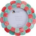 Handicrafts Home Photo Picture Frame  4" x 4", Round Handmade Gift Photo Frames  Red & Green