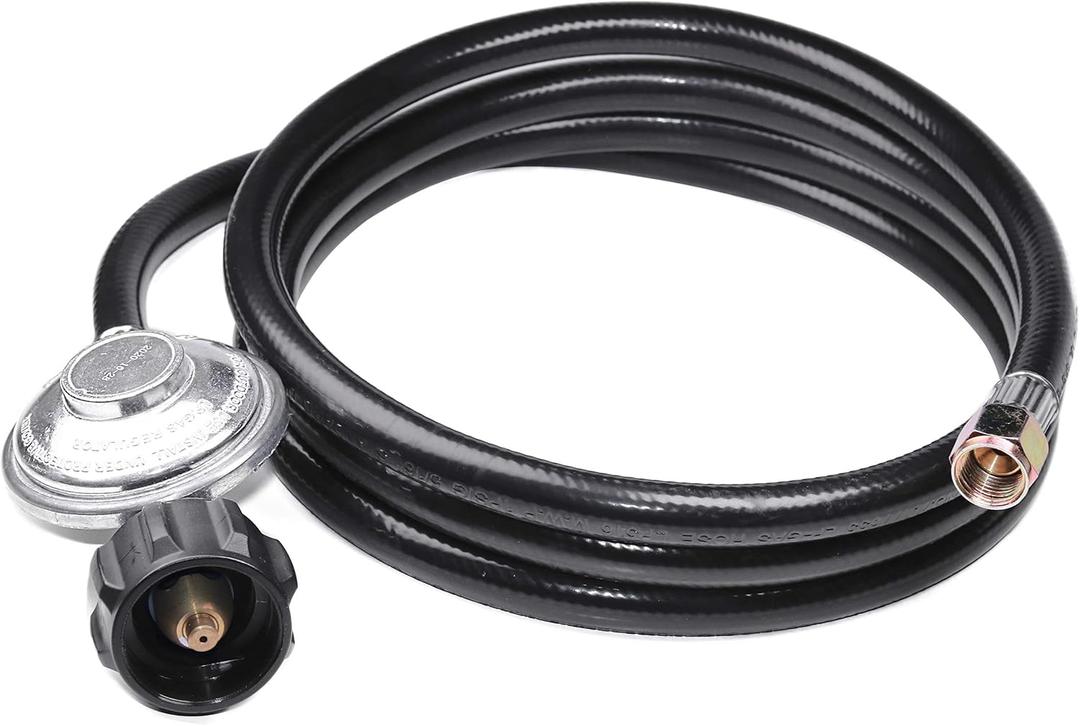DOZYANT 8 Feet Universal QCC1 Low Pressure Propane Regulator Grill Replacement with 8 FT Hose for Most LP Gas Grill, Heater and Fire Pit Table, 3/8 inch Female Flare Nut