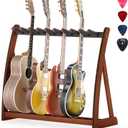 Guitar Stand Rack,Guitar Rack For Multiple Guitars Stands Floor for Electric,Acoustic,Bass Guitars &Case-Foldable, Adjustable,Protective with No-Slip Non-Scratch Padding ,for Home,Studio, Stage (walnut)
