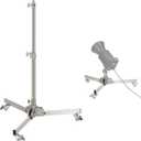 NEEWER Heavy Duty Light Stand with Casters, Max Height 3.2ft/98cm, Stainless Steel Foldable Adjustable Tripod, Photography Light Stand for Speedlight Softbox Monolight, Max Load 22lb
