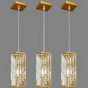 Gold Crystal Pendant Lights Kitchen Island, 3 Pack Adjustable Light