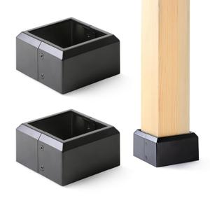 4"x4" (Actual: 3.5"x3.5") Deck Post Base Cover Split, Aluminum Post Base Trim Skirt Decorative, Black, 2Pack