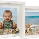 White Shadow Box Frame 8x8 7x7 Square Box Frame with Mat, for 5x5 6x6 Pictures, for Wall and Tabletop Gift for Christmas, New Year, Birthday, Anniversary, Mother's Day, Set of 2