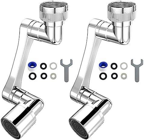 Longing Home 1080° Swivel Faucet Extender, Heavy Duty Rotating Sink Extension, Universal Swivel Multifunctional Robotic Arm, Rotating Splash Filter Extension Faucet Aerator for Kitchen Bathroom-2 Pcs