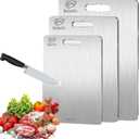 Stainless Steel Cutting Board, 3 PCS Cutting Boards for Kitchen, 304 Stainless Non Stick Chopping Cutting Board for Meat Fruit & Vegetable (15"x 11",13"x 9",10"x 6")