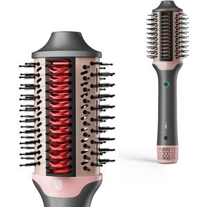 Blow Dryer Brush Hair Straightener: High Speed Hot Air Styler 110,000 RPM for Fast Drying Straightening Volumizing, One Step Volumizer with PTC Smoothing Comb Negative Ion for Silky Frizz-Free (Gold)