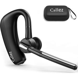 Callez Bluetooth Headset for iPhone Android Cell Phone, Bluetooth Earpiece V5.0 with CVC8.0 Dual Mic Noise Cancelling & Mute/Volume Buttons, Hands-Free Wireless Headset for Trucker Business Office (Black)