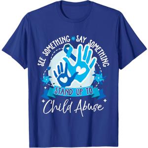 See Something Say Something Stand Up to Child Abuse T-Shirt (Small, Black)