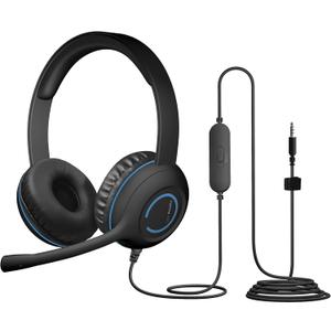 Cyber Acoustics 3.5mm Stereo Headset (AC-5002) with Noise Canceling Microphone for PCs, Tablets, and Cell Phones in The Classroom or Home (Unit)