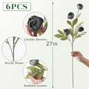 VIERENA 6 Pcs Faux Silk Peony Artificial Flowers for Vase -27", Bulk Fake Peonies Branches with Stems for DIY Bouquet Centerpieces Wedding Fillers Arrangements Shower Decorations (Dark Gray)