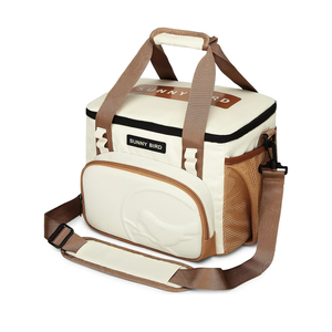 SUNNY BIRD 12L Large Insulated Lunch Bag, Leakproof and Foldable Lunch Cooler Box for Women Adult and Men, Fits 18 Cans (Ivory White 01)