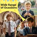 Solid Color Ties for Boys, Adjustable Pre-Tied Necktie Aged 8-12 Kids Boys Tie for Party Wedding School Graduation (Black)