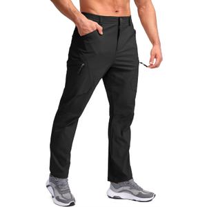 Pudolla Men's Lightweight Hiking Pants with 7 Pockets Quick Dry Water Resistant Fishing Travel Pants (3X-Large, Black)