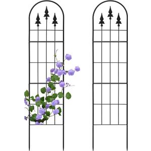 2 Pack 57.8" H x13 W Garden Trellis for Climbing Plants Outdoor, Rustproof Arched Metal Rose Trellis for Outdoor Indoor Roses Clematis Potted Climbing Plants Vines Flowers Decorative, Black