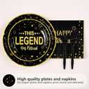 Grencian 96 Pcs Retirement Party Plates Black and Gold Happy Retirement Party Supplies Disposable Black and Golden Retired Tableware Set for Women Men Retiring Party Favors Serves 24