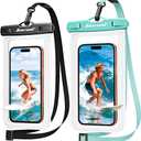 Hiearcool Waterproof Phone Pouch 2 Pack, IPX8 Dry Bag with Lanyard, Touch Screen Compatible for iPhone 17/16/15/14/13 Pro Max, Beach Swimming Cruise Travel-Clear & Mint Green