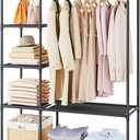 Dttwacoyh Portable Closets for Hanging Clothes, Clothing Rack with Shelves,Easy to Assembly,Suitable for Cloakroom,Bedroom,Living Room,etc.Black
