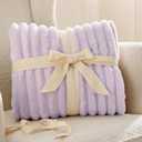 Bedsure GentleSoft Lavender Fog Fleece Blanket for Couch - Cozy Soft Blankets for Women, Cute Small Throws for Girls, 90x90 Inches