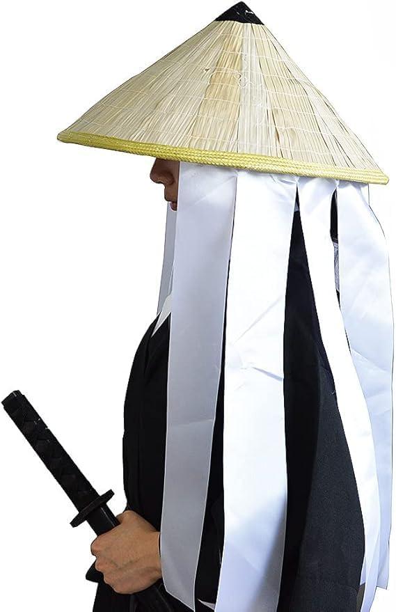 Zonzxcv Japanese Swordsman Hat Samurai Costume Helmet Japanese Asian Rice Hat Anime Cosplay Accessories Made From Palm Leaves And Bamboo Dia.16.1 Inches