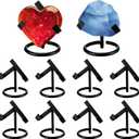 Shimeyao 8 Pcs Metal Crystal Heart Stone Stand Crystal Ball Holder Rock Display Stand Mineral Specimen Display Easel Holder for Gemstones Fossils Agate Slabs Plates, 2 x 2.56 x 2.36 Inches (Black)
