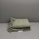 Amlie Home Knit Throw Blanket with Tassels for Couch, Luxury Boho Throw Blanket for Summer Sage Green, 50"x60"