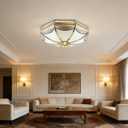 24 Inch Large Mid Century Modern Brass Flush Mount Ceiling Light | Solid Brass Frame,Glass Lampshade,Bright 6-Bulbs Design,Luxury Gold Home Decor,Ideal for Living Room Foyer