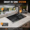 RV Kitchen Sink with Foldable Faucet and Cover Plate
13*15in Nano-Coated Stainless Steel Small Camper Sink, Space Saving Undermount Bar Sink with Drain Kit & Soap Dispenser