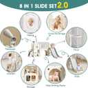 8 in 1 Toddler Slide Set, Kids Slide for Toddlers, Toddler Climber Slide PlaySet with Basketball Hoop,Outdoor Indoor Playground for Toddlers Upgraded Grey, 61x87x41.7 inches