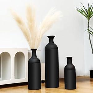 Black Tall Floor Vases Set 27/20/16 Inches Large Metal Floor Standing Vase Set of 3 for Living Room Bedroom Home Hallway Office Decor
