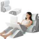 Hansleep 6PCS Orthopedic Bed Wedge Pillow for Sleeping, Adjustable Post Surgery Pillow Set for Body, Back and Leg Pain Relief, Memory Foam Support Pillows for After Surgery, White (6pcs-23.6x27'')