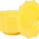 COLOSUS Yellow Plastic Party Bowls (60 Pack) 12 Oz Disposable Soup/Salad Bowl, Fancy Shatterproof Dinnerware for Easter, Catering, Holidays, Weddings, and Everyday Use