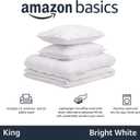 Amazon Basics 3-Piece All-Season Soft Down-Alternative Lightweight Microfiber Comforter Bedding Set, Pinch Pleat Design with Piped Edges, King, Bright White