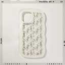 NITITOP Compatible for iPhone 13 / iPhone 14 Case Cute Clear Wavy Frame for Women Girl Bow Knot Pattern Curly Shape Shockproof Soft TPU 2 in 1 Phone Cover - White Bow