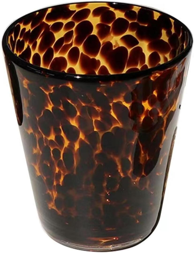 Vhitler Leopard Print Vintage Drinking Glasses Y2k Cute Mugs Cheetah Print Aesthetic Cups Aesthetic Room Decor Aesthetic Stuff (Leopard Print,300ml)