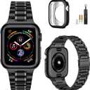 MioHHR Solid Stainless Steel Band Compatible with Apple Watch 46mm (Series 11 10), Metal Strap with Soft TPU Case for iWatch Series 11/10 46mm Women and Men, Black