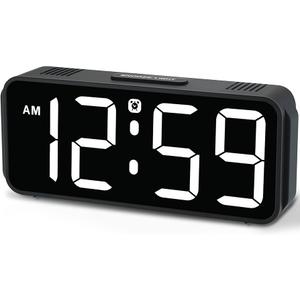 Peakeep Small Digital Alarm Clock Plug in for Bedrooms Bedside, Tiny Electric Clock Large Big Numbers Display Battery Backup for Desk Table, 6 Dimmers, 5 Adjustable Alarm Volume