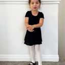 Stelle Leotard for Girls Black Ballet Dance Leotard Gymnastics Outfits with Bow Back (Toddler/Little/Big Kids) (6-7 Years)