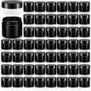 Domensi 48 Pcs 2 oz Glass Jars with Lids Travel Size Round Leakproof Empty Cosmetic Jars with Inner Liners Lid for Storing Makeup Lotions Face Cream Ointments DIY Making (Black)